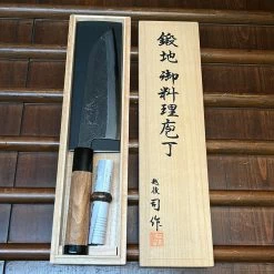 Robert Herder - Windmühlenmesser Tsukasa Hinoura 165mm Santoku Shirogami Warikomi Kitaeji Suminagashi Double Horn Enju
