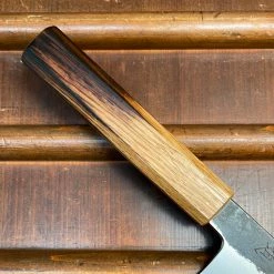 Fukui Hado Sumi 165mm Santoku Shirogami #2 Kurouchi Finish - Burnt Oak