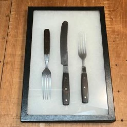 Vintage Antique J Russell Green River Works Table Knife & Forks In Shadow Box 1880 - 1920
