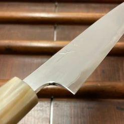 Hitohira Togashi 165mm Petty Kasumi Stainless Clad Shirogami 1 Ebony Handle