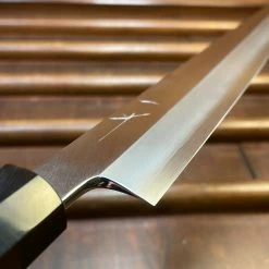 Hitohira Kikuchiyo Mosuke 300mm Kiritsuke Yanagi Stainless Clad Ginsanko Ho/Horn With Saya