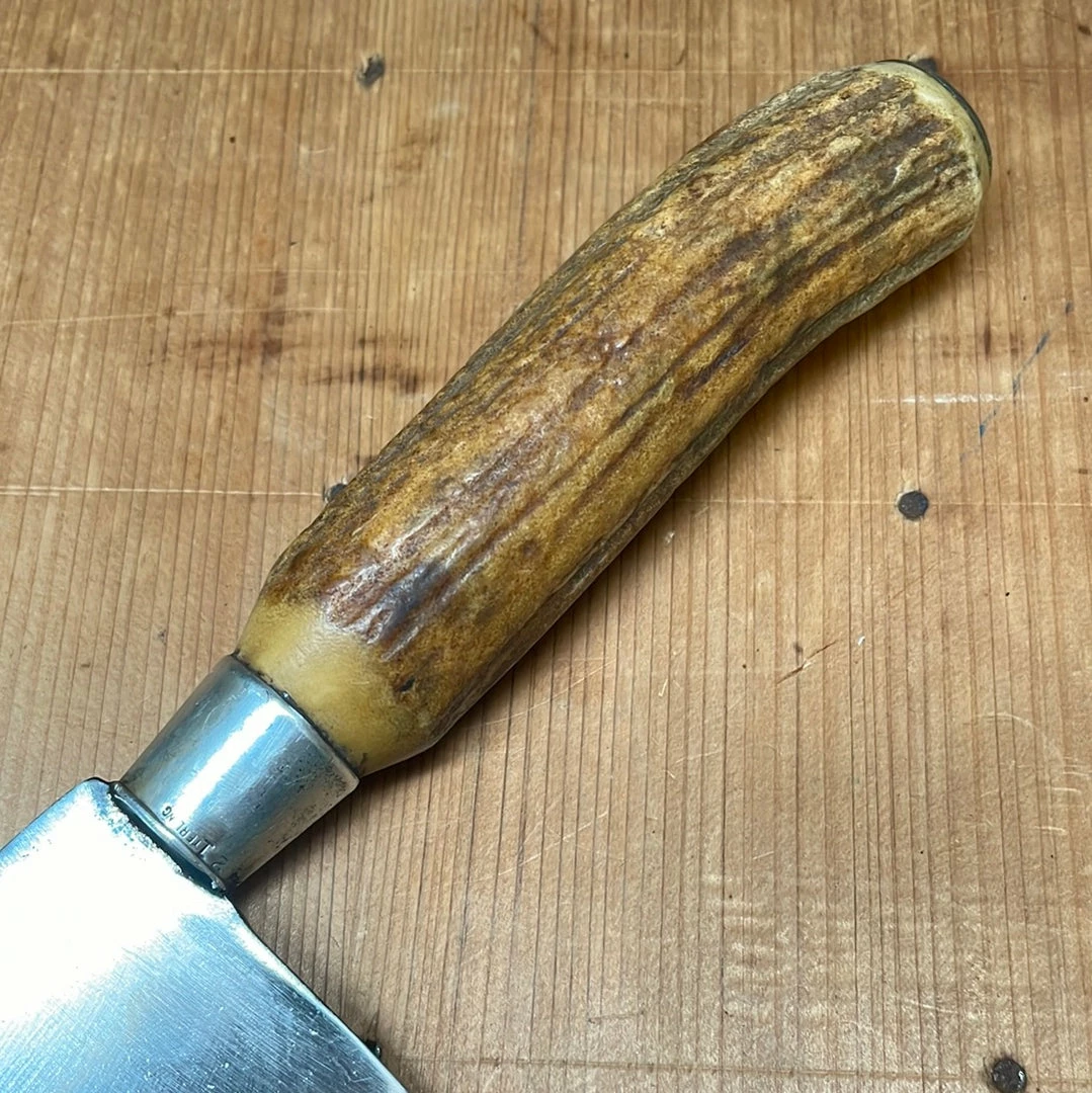 Bernal Cutlery American 10" Chef Carbon Steel Antler & Sterling Ferrule Re-Handle