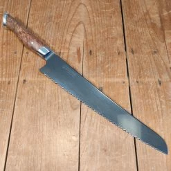 Steelport 10” Bread Knife 52100 Carbon Steel Stabilized Maple Steelport Knife Co.