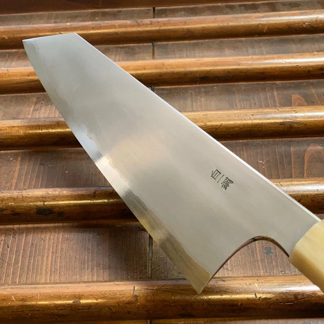 Hitohira Togashi 240mm Kiritsuke Gyuto Kasumi Stainless Clad Shirogami 1 Ebony Handle BLONDE Ferrule