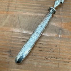 Vintage French Carving 3 Tined Fork Carbon Steel Silver Handle