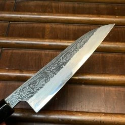 Robert Herder - Windmühlenmesser Tsukasa Hinoura 150mm Petty Shirogami Warikomi Kitaeji Suminagashi Burnt Chestnut Horn