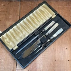 Bernal Cutlery Table | Steak LF&C Universal Carving Set Carbon Steel & Mother Of Pearl In Box Early 20th C 1909-