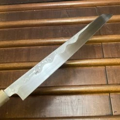 Hitohira Tanaka Manzo 300mm LEFTY Kiritsuke Yanagi Aogami 1 Damascus Ebony W/ Saya