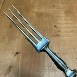 Vintage Table | Steak Fork And Knife Set Forged Carbon Steel & Coin Silver (?) German ? Late 19th C