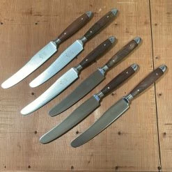 Eichenlaub Forged Tableware - Old German Table Knife- Walnut Matte - Set Of 6 Eichenlaub Tableware