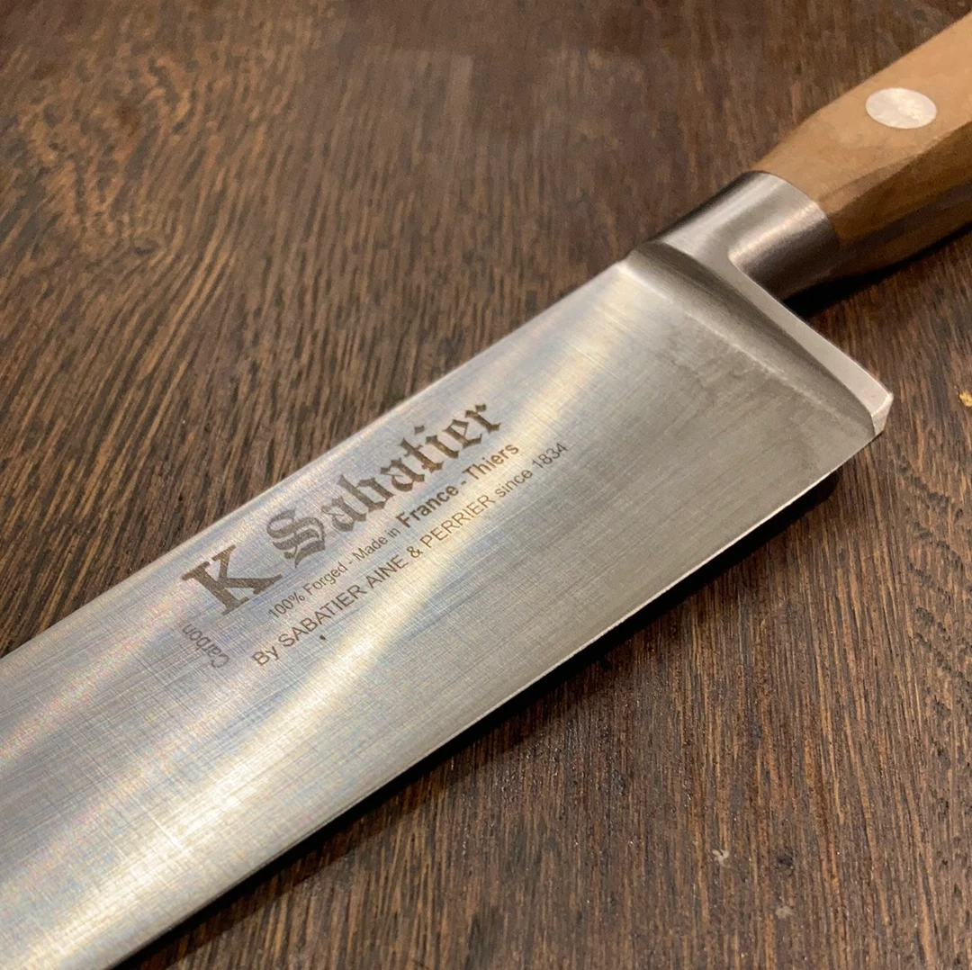 K Sabatier 8" Chef 'Authentique' Carbon Steel - Olive Handle