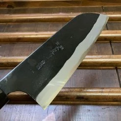 Nakajo Kaji-bei 165mm Santoku Iron Clad Shirogami 2 Kurouchi Buffalo Horn