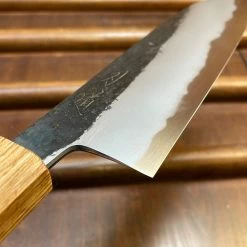 Fukui Hado Sumi 165mm Santoku Shirogami #2 Kurouchi Finish - Burnt Oak
