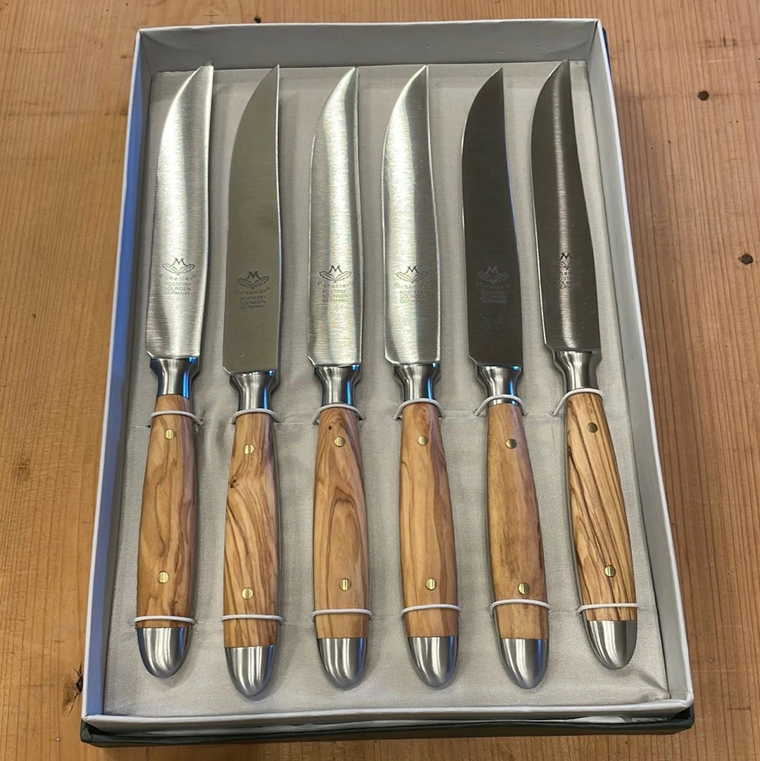 Eichenlaub Tableware Eichenlaub Forged Tableware - Steak Knife Table Length- Olive Matte- Set Of 6