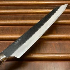 H&K Nigara Hamono 255mm Kiritsuke Sujihiki SG2 Kurouchi Tsuchime Stabilized Maple Burl Western Handle