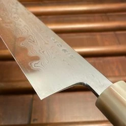 H&K Nakagawa 240mm Kiritsuke Gyuto Aogami 1 Damascus Ebony Blond