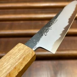 Fukui Hado Sumi 135mm Petty Shirogami #2 Kurouchi Finish - Burnt Oak