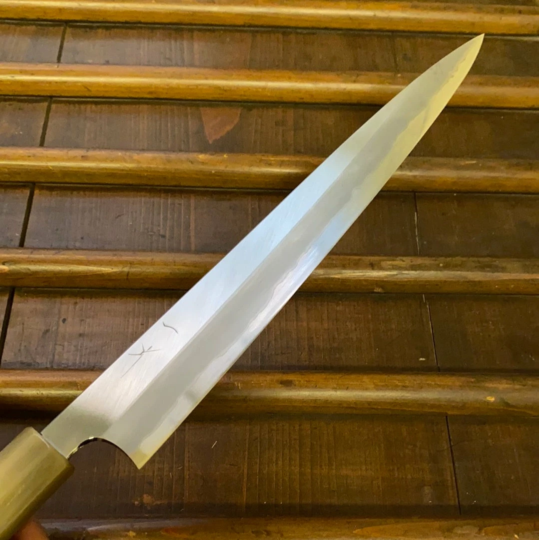 Hitohira Togashi 270mm Sujihiki Stainless Clad Shirogami 1 Ziricote Handle