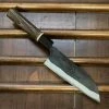 Nakajo Kaji-bei 165mm Santoku Iron Clad Aogami 2 Suminagashi Kurouchi Buffalo Horn Ring