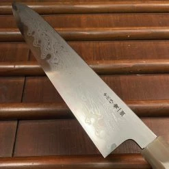 H&K Nakagawa Hamono Nakagawa 240mm Gyuto Aogami 1 Damascus Ebony Blond