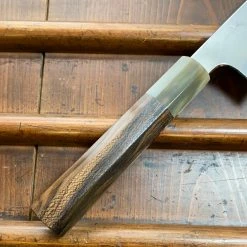 Hitohira Togashi 180mm Santoku Stainless Clad Shirogami 1 Ziricote Blonde Handle