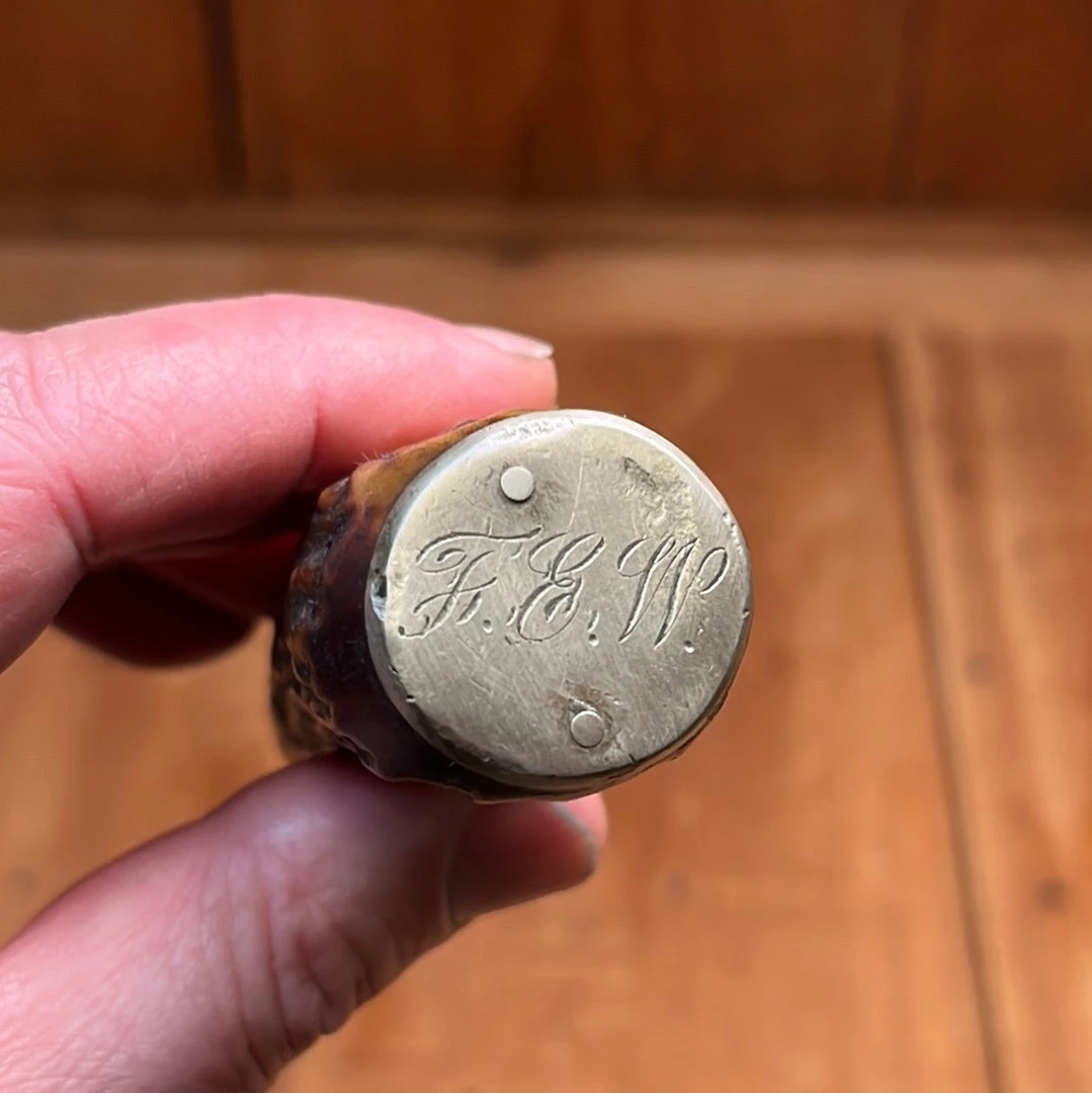 Vintage American Nogent Style 9.75" Slicer Forged Carbon Steel Antler Re-Handle