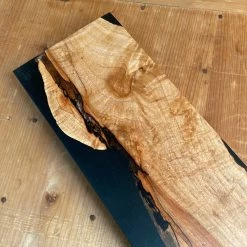Knife En Place Harmony Spalted Maple Burl With Black Epoxy - 18.75x3.75" Kitchen Tools