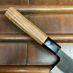 H&K Kamo Shiro 210mm Gyuto AS Kurouchi Carbon 3 Layers Teak Horn