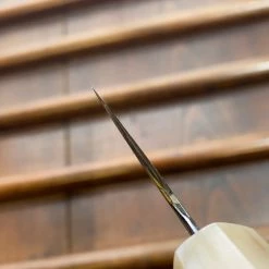 Hitohira Togashi 210mm Gyuto Kasumi Stainless Clad Shirogami 1 Ebony Blonde Handle