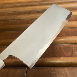 Hitohira Togashi 180mm Nakiri Kasumi Stainless Clad Shirogami 1 Ebony Handle