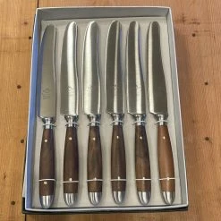 Eichenlaub Forged Tableware - Old German Table Knife- Walnut Matte - Set Of 6 Eichenlaub Tableware