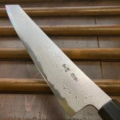 Sakai Kikumori'Sori' 240mm Kiritsuke Sujihiki - Aogami 1 Suminagashi