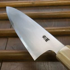 Hitohira Togashi 165mm Utility Kasumi Stainless Clad Shirogami 1 Ebony Handle