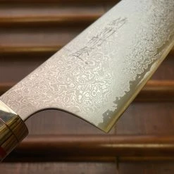 Hitohira Imojiya TH 180mm Santoku VG10 Damascus Fusion Ebony Handle The Vault