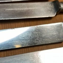 Vintage Table | Steak Landers Frary & Clark Set Of 12 Luncheon Knives Silverplate Carbon MOP In Box