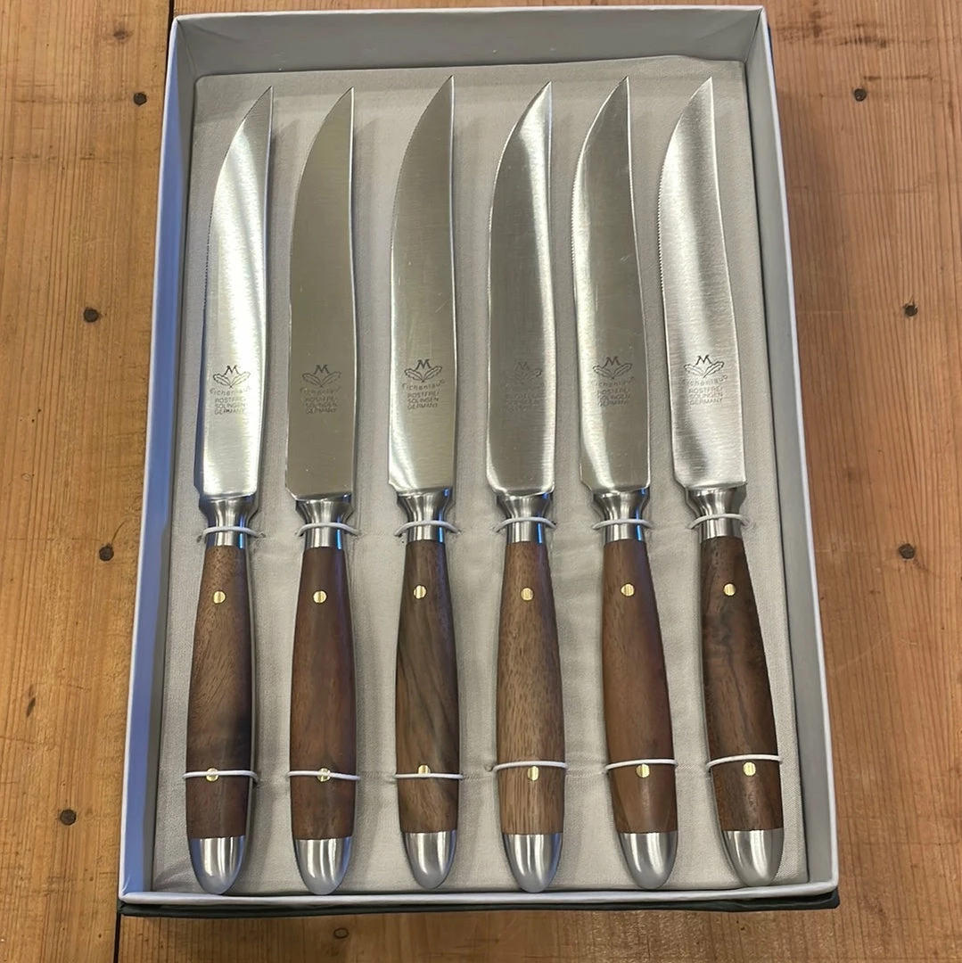 Eichenlaub Forged Tableware - Steak Knife Table Length- Walnut Matte - Set Of 6