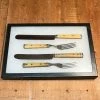 Vintage Antique American Table Knife & Fork Sets LF&C Cast Pewter & Bone In Shadow Box