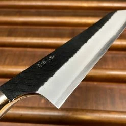 H&K Nigara Hamono SG2 170mm Honesuki Kaku Kurouchi Tsuchime Stabilized Maple Burl Western Handle