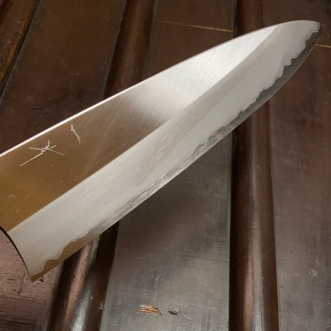 Hitohira Togashi 210mm Gyuto Stainless Clad Shirogami 1 Taihei Macasser Ebony & Horn