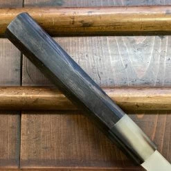 Hitohira Togashi 270mm Sujihiki Kasumi Stainless Clad Shirogami 1 Ebony Handle Blonde Horn