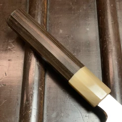 Hitohira Togashi 210mm Gyuto Stainless Clad Shirogami 1 Taihei Macasser Ebony & Horn