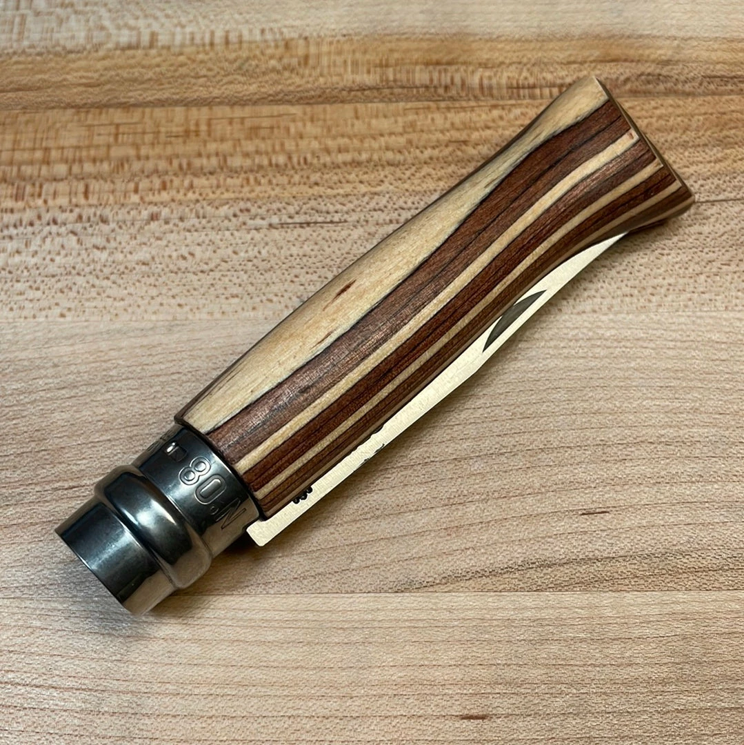Opinel No.08 Laminated Birch Edition Knives - Brown