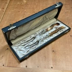 Bernal Cutlery Fork Set In Box Chromed Carbon Steel & Horn Germany Pickles? Hors D'ourve ? 1950s?