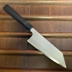 Hitohira Togashi 180mm Bunka Kasumi Stainless Clad Shirogami 1 Ebony Handle