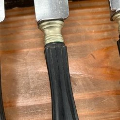 Vintage Used Vintage French Table Knives Carbon Steel Ebony Acier Fondu Late 19th Early 20th C