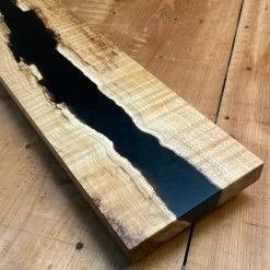 Knife En Place Harmony Spalted Curly Maple With Black Epoxy - 19.25x4"