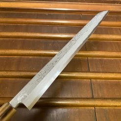 Hitohira Tanaka Manzo 300mm Kiritsuke Yanagi Aogami 1 Damascus Ebony W/ Saya