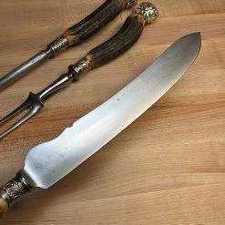 Bernal Cutlery SL&S Sheffield Ltd Cutlers Carving Set Carbon Steel & Stag ~1900-1920