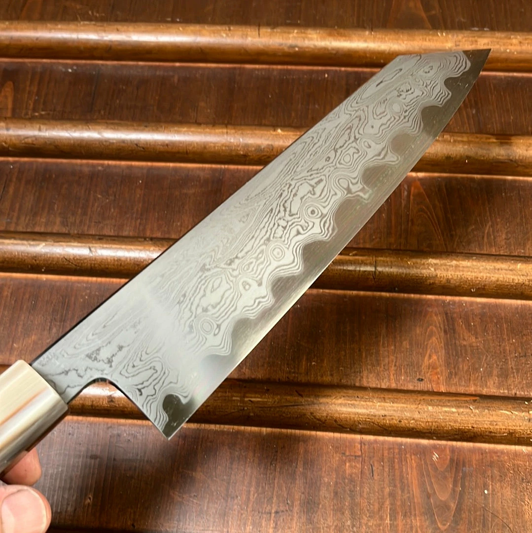 H&K Nakagawa 225mm Kiritsuke Gyuto Aogami 1 Damascus Ebony Blond