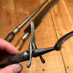 Vintage George Cowen 3 Pc Carving Set Carbon Steel Sheffield Stag Tip ~1890's-1910ish? Used Vintage